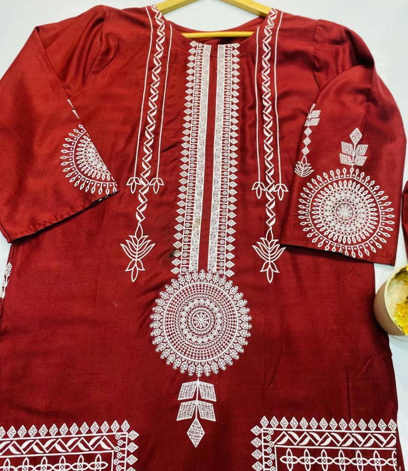 Premium Quality 2pc Women Stitched Print Linen Suit