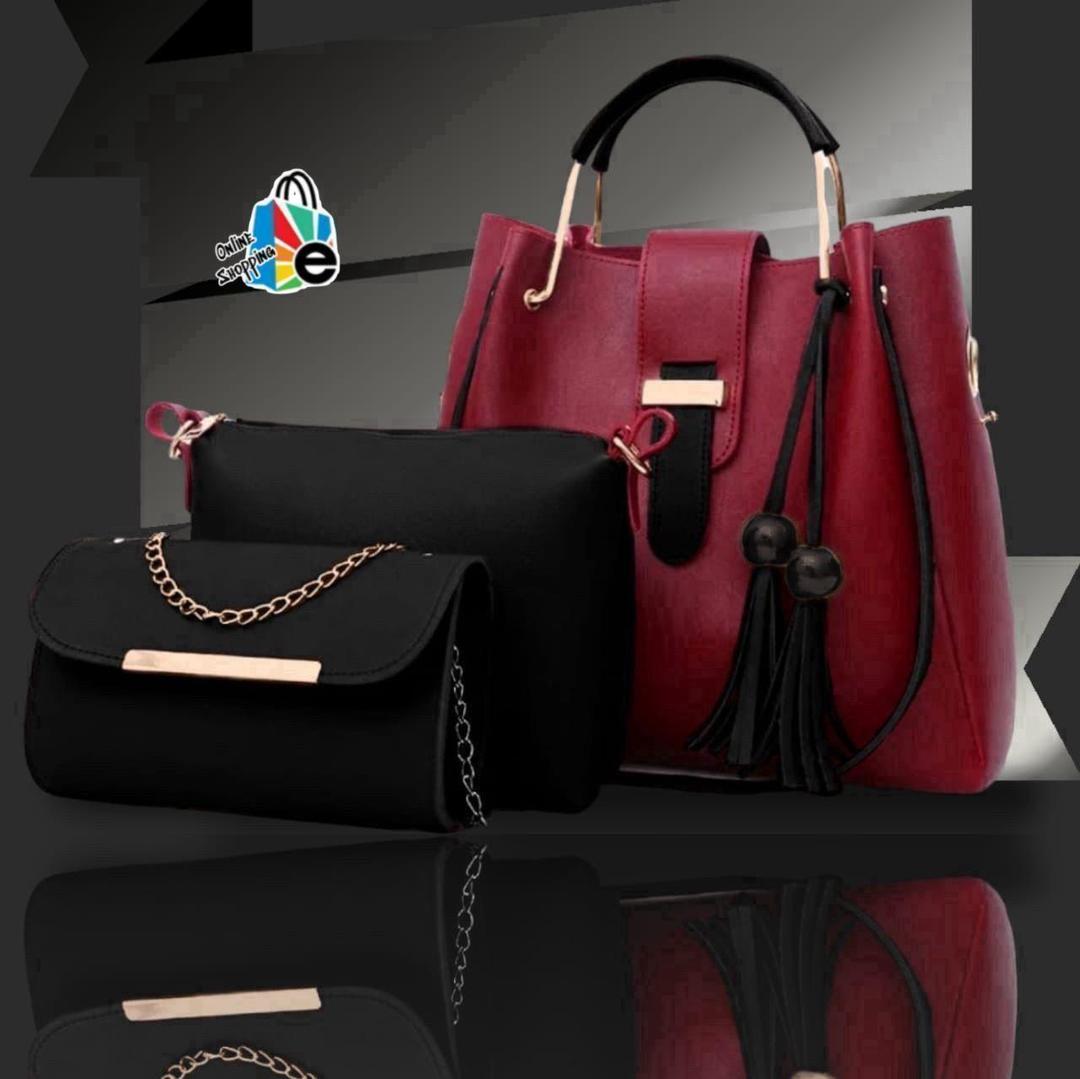 Women's Plain PU Leather Plain Top Handle Sholder Bag
