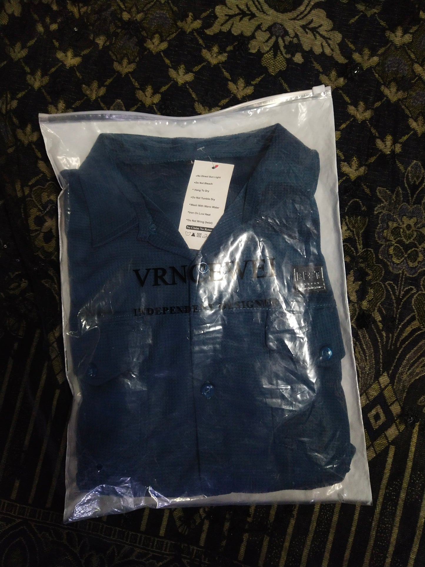 New Safari Waffle Design Tracksuit Set (Button shirt+Trouser) Blue