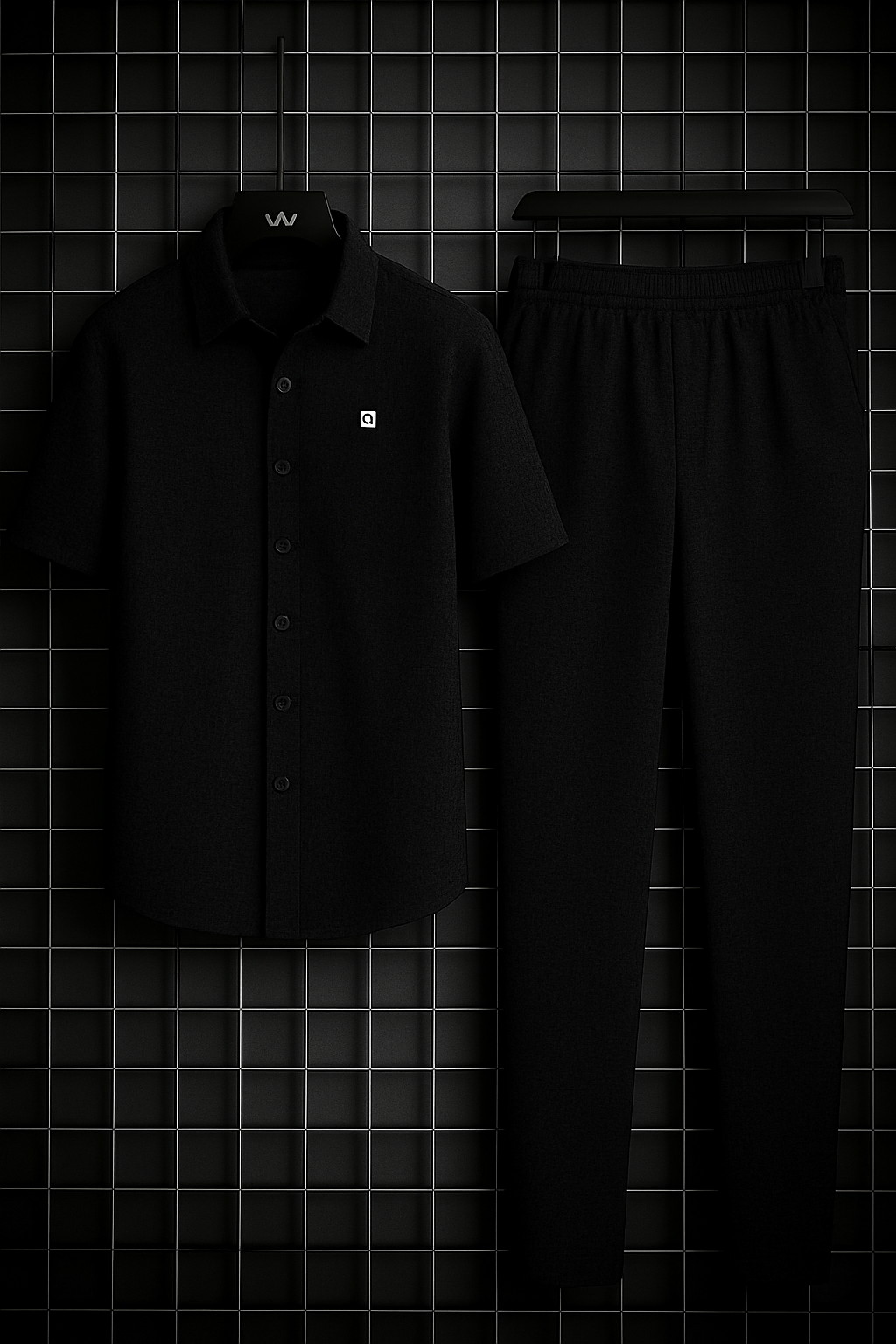 New Safari Waffle Design Tracksuit Set (Button shirt+Trouser) Blue