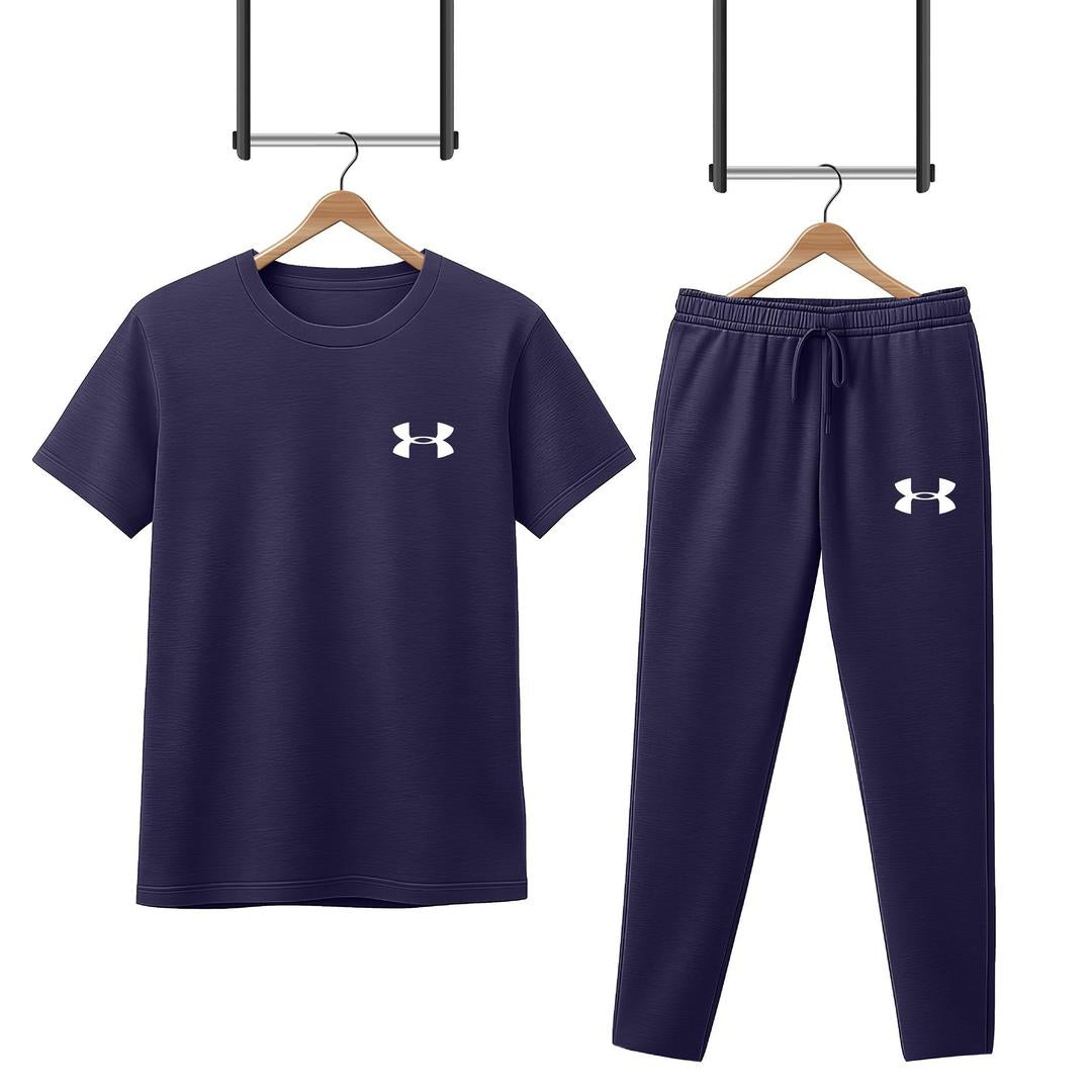 High Quality Plain 2pc Micro interlock Printed Premium Tracksuit (TROUSER+SHIRT)